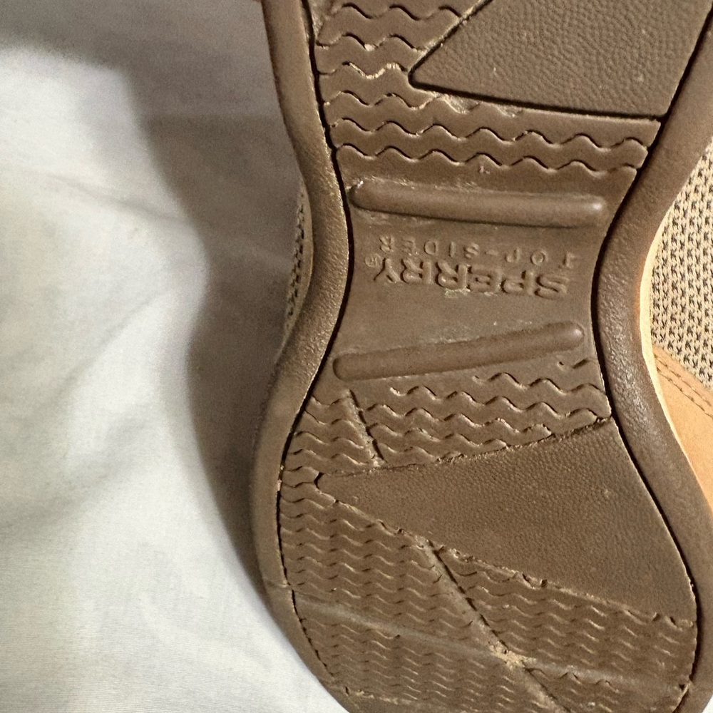 Sperry Tan Boat Shoes with Suede Finish and Moccasin Design - Picture 3 of 7
